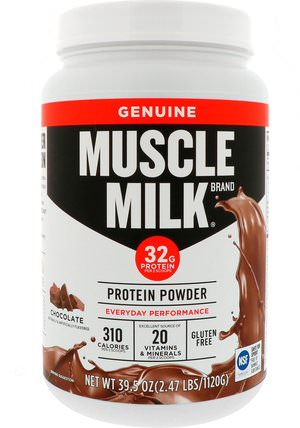 Inc, Genuine Muscle Milk Protein Powder, Chocolate, 39.5 oz (1120 g) by Cytosport, 補充劑，乳清蛋白，鍛煉 HK 香港