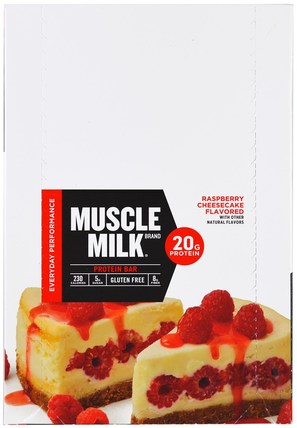 Inc, Muscle Milk Red Bar, Raspberry Cheesecake, 12 Bars, 2.22 oz (63 g) Each by Cytosport, 運動，補品，蛋白質 HK 香港