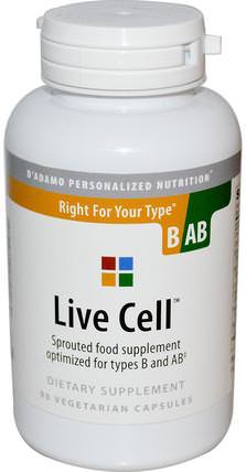 Live Cell, Right For Your Type B/AB, 90 Veggie Caps by Dadamo, 補充劑，抗氧化劑，dadamo個性化營養血型 HK 香港