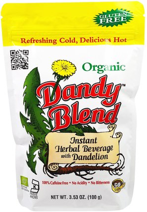 Instant Herbal Beverage with Dandelion, Caffeine Free, Organic 3.53 oz (100 g) by Dandy Blend, 食物，涼茶，蒲公英茶 HK 香港