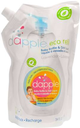 Eco Refill, Baby Bottle & Dish Liquid, Refill Pack, Lavender, 34 fl oz (1005.5 ml) by Dapple, 兒童健康，兒童和嬰兒清潔，兒童食品 HK 香港