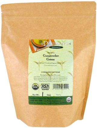 Organic GunPowder Green Tea, 1 lb by Davidsons Tea, 補充劑，抗氧化劑，綠茶，食品，涼茶 HK 香港