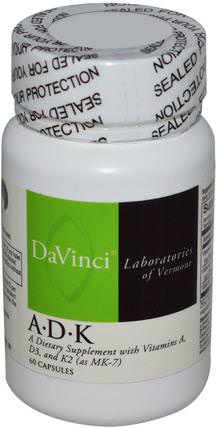 A D K, 60 Capsules by DaVinci Laboratories of Vermont, 維生素，維生素A和維生素D3 HK 香港