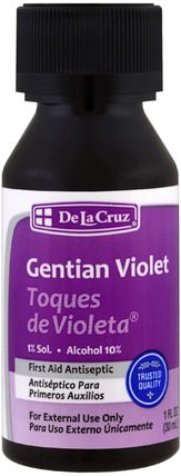 Gentian Violet, First Aid Antiseptic, 1 fl oz (30 ml) by De La Cruz, 草藥，龍膽 HK 香港