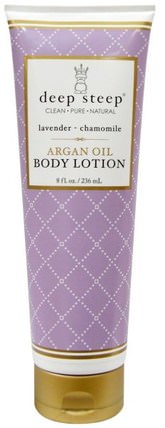 Argan Oil Body Lotion, Lavender - Chamomile, 8 fl oz (236 ml) by Deep Steep, 沐浴，美容，摩洛哥堅果乳液和黃油，潤膚露 HK 香港