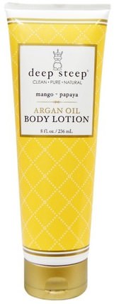 Argan Oil Body Lotion, Mango - Papaya, 8 fl oz (236 ml) by Deep Steep, 沐浴，美容，摩洛哥堅果乳液和黃油，潤膚露 HK 香港