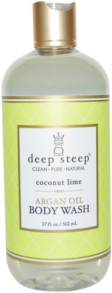 Argan Oil Body Wash, Coconut Lime, 17 fl oz (502 ml) by Deep Steep, 洗澡，美容，摩洛哥堅果浴，沐浴露 HK 香港