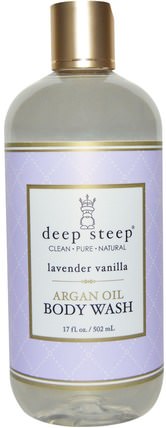 Argan Oil Body Wash, Lavender Vanilla, 17 fl oz (502 ml) by Deep Steep, 洗澡，美容，摩洛哥堅果浴，沐浴露 HK 香港