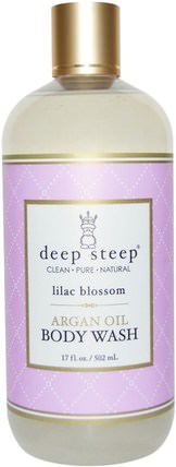 Argan Oil Body Wash, Lilac Blossom, 17 fl oz (502 ml) by Deep Steep, 洗澡，美容，摩洛哥堅果浴，沐浴露 HK 香港