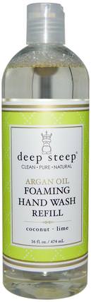 Argan Oil Foaming Hand Wash Refill, Coconut - Lime, 16 fl oz (474 ml) by Deep Steep, 洗澡，美容，摩洛哥浴 HK 香港