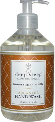 Argan Oil Hand Wash, Brown Sugar - Vanilla, 17.6 fl oz (520 ml) by Deep Steep, 洗澡，美容，摩洛哥浴 HK 香港
