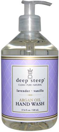 Argan Oil Hand Wash, Lavender- Vanilla, 17.6 fl oz (520 ml) by Deep Steep, 洗澡，美容，摩洛哥浴 HK 香港