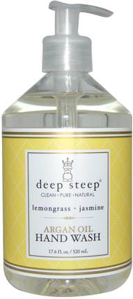 Argan Oil Hand Wash, Lemongrass-Jasmine, 17.6 fl oz (520 ml) by Deep Steep, 沐浴，美容，摩洛哥堅果乳液和黃油 HK 香港