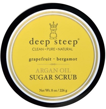 Argan Oil Sugar Scrub, Grapefruit Bergamot, 8 oz (226 g) by Deep Steep, 洗澡，美容，身體磨砂，摩洛哥堅果浴 HK 香港