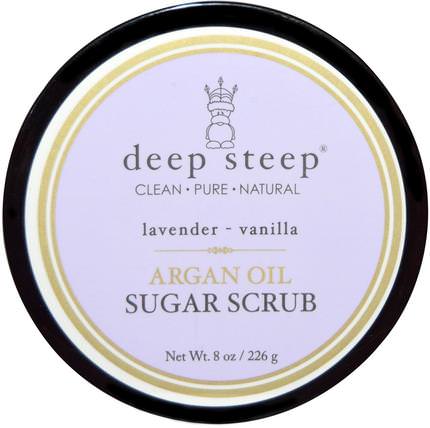 Argan Oil Sugar Scrub, Lavender - Vanilla, 8 oz (226 g) by Deep Steep, 洗澡，美容，摩洛哥堅果，身體磨砂 HK 香港