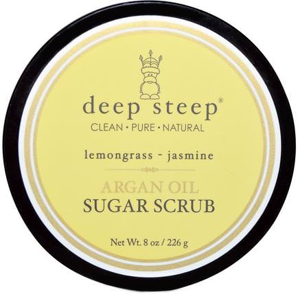 Argan Oil Sugar Scrub, Lemongrass - Jasmine, 8 oz (226 g) by Deep Steep, 洗澡，美容，摩洛哥堅果，身體磨砂 HK 香港