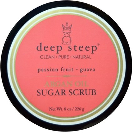 Argan Oil Sugar Scrub, Passion Fruit Guava, 8 oz (226 g) by Deep Steep, 洗澡，美容，身體磨砂，摩洛哥堅果浴 HK 香港
