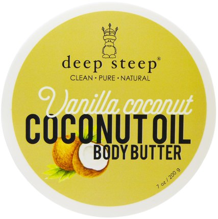 Coconut Oil Body Butter, Vanilla Coconut, 7 oz (200 g) by Deep Steep, 健康，皮膚，身體黃油 HK 香港