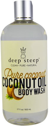 Coconut Oil Body Wash, Pure Coconut, 17 fl oz (502 ml) by Deep Steep, 洗澡，美容，沐浴露 HK 香港