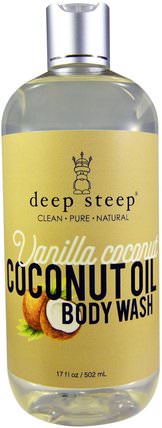 Coconut Oil Body Wash, Vanilla Coconut, 17 fl oz (502 ml) by Deep Steep, 洗澡，美容，沐浴露 HK 香港