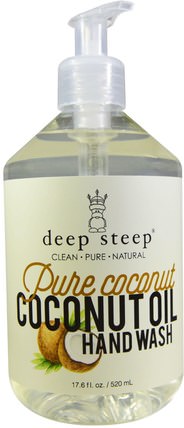 Coconut Oil Hand Wash, Pure Coconut, 17.6 fl oz (520 ml) by Deep Steep, 洗澡，美容，肥皂 HK 香港