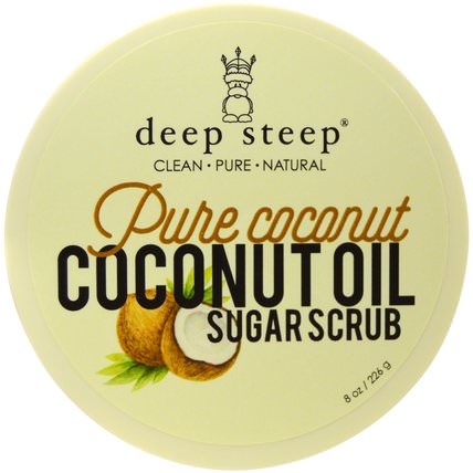 Pure Coconut, Coconut Oil, Sugar Scrub, 8 oz (226 g) by Deep Steep, 洗澡，美容，身體磨砂 HK 香港