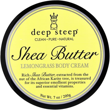 Shea Butter Body Cream, Lemongrass, 7 oz (200 g) by Deep Steep, 洗澡，美容，乳木果油 HK 香港