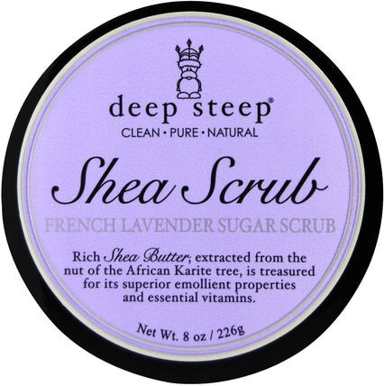 Shea Scrub French Lavender Sugar Scrub, 8 oz (226 g) by Deep Steep, 洗澡，美容，身體磨砂 HK 香港