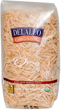 Orzo No. 65, 100% Organic Whole Wheat Pasta, 16 oz (454 g) by DeLallo, 食品，米飯麵食湯和穀物，麵食和湯，小麥麵食 HK 香港