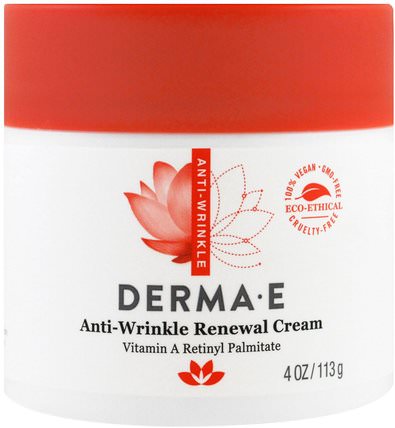 Anti-Wrinkle Renewal Cream, 4 oz (113 g) by Derma E, 美容，抗衰老，面部護理，面霜，乳液，皺紋霜 HK 香港