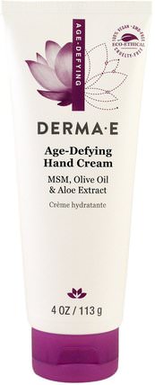 Hand Cream, Age-Defying, 4 oz (113 g) by Derma E, 美容，抗衰老，護手霜 HK 香港