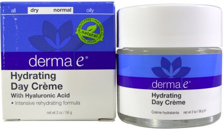Hydrating Day Creme, With Hyaluronic Acid, 2 oz (56 g) by Derma E, 美容，面部護理，面霜，乳液，健康，皮膚，面霜日 HK 香港