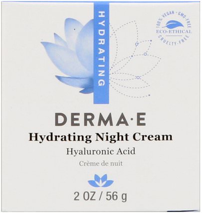 Hydrating Night Cream, 2 oz (56 g) by Derma E, 美容，面部護理，面霜，乳液，健康，皮膚，晚霜 HK 香港