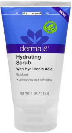 Hydrating Scrub with Hyaluronic Acid, 4 oz (113 g) by Derma E, 美容，面部護理，皮膚類型正常至乾性皮膚，面部去角質 HK 香港