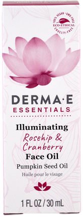 Illuminating Face Oil, Rosehip & Cranberry, 1 fl oz (30 ml) by Derma E, 美容，面部護理，皮膚類型抗衰老皮膚 HK 香港