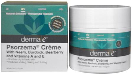 Psorzema Cream, 4 oz (113 g) by Derma E, 美容，面部護理，面霜乳液，精華素，沐浴，牛皮癬和濕疹，牛皮癬 HK 香港