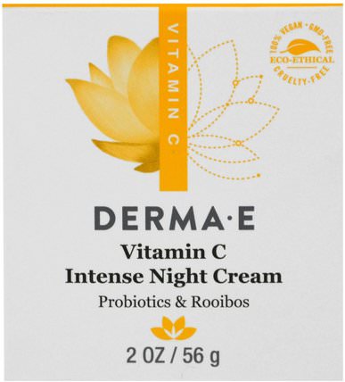 Vitamin C Intense Night Cream, Probiotics & Rooibos, 2 oz (56 g) by Derma E, 健康，皮膚，晚霜，護膚品 HK 香港
