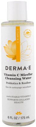 Vitamin C Micellar Cleansing Water, Probiotics & Rooibos, 6 fl oz (175 ml) by Derma E, 美容，面部護理，洗面奶 HK 香港