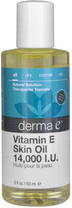 Vitamin E Skin Oil, 14.000 IU, 2 fl oz (60 ml) by Derma E, 健康，皮膚，維生素E油霜 HK 香港
