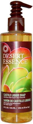 Castile Liquid Soap, with Eco-Harvest Tea Tree Oil, 8 fl oz (236 ml) by Desert Essence, 洗澡，美容，肥皂，沐浴露 HK 香港