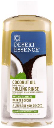 Coconut Oil Dual Phase Pulling Rinse, 8 fl oz (240 ml) by Desert Essence, 洗澡，美容，口腔牙齒護理，漱口水 HK 香港