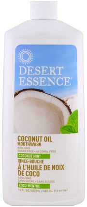 Coconut Oil Mouthwash, Coconut Mint, 16 fl oz (480 ml) by Desert Essence, 洗澡，美容，口腔牙齒護理，漱口水 HK 香港