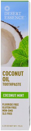 Coconut Oil Toothpaste, Coconut Mint, 6.25 oz (176 g) by Desert Essence, 洗澡，美容，口腔牙齒護理，牙膏 HK 香港