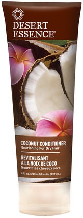 Conditioner, Coconut, 8 fl oz (237 ml) by Desert Essence, 洗澡，美容，護髮素，頭髮，頭皮，洗髮水，護髮素 HK 香港