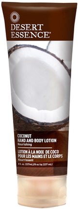 Hand and Body Lotion, Coconut, 8 fl oz (237 ml) by Desert Essence, 洗澡，美容，潤膚露 HK 香港