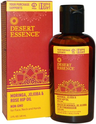 Moringa, Jojoba & Rose Hip Oil, 2 fl oz (60 ml) by Desert Essence, 健康，皮膚，荷荷巴油，沐浴，美容，香薰精油，玫瑰果籽油 HK 香港