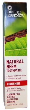 Natural Neem Toothpaste, Cinnamint, 6.25 oz (176 g) by Desert Essence, 洗澡，美容，牙膏 HK 香港