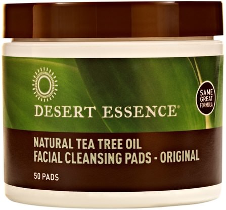 Natural Tea Tree Oil Facial Cleansing Pads, Original, 50 Pads by Desert Essence, 美容，面部護理，洗面奶，健康，皮膚 HK 香港