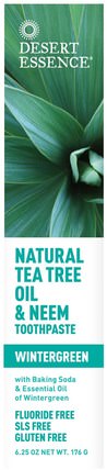 Natural Tea Tree Oil & Neem Toothpaste, Wintergreen, 6.25 oz (176 g) by Desert Essence, 沐浴，美容，牙膏，口腔牙齒護理，口腔衛生用品 HK 香港
