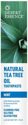 Natural Tea Tree Oil Toothpaste, Mint, 6.25 oz (176 g) by Desert Essence, 沐浴，美容，牙膏，口腔牙齒護理，口腔衛生用品 HK 香港